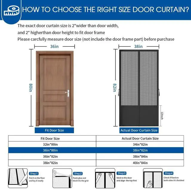 Alt view image 9 of 14 - Magnetic Screen Door Fits 36x80 Inch Front Door Heavy Duty Fiberglass Mesh, 36 Magnets Auto Close, Tool-Free Installation, Keeps Bugs Out,Pet & Kid Friendly with Storage Bag,Black