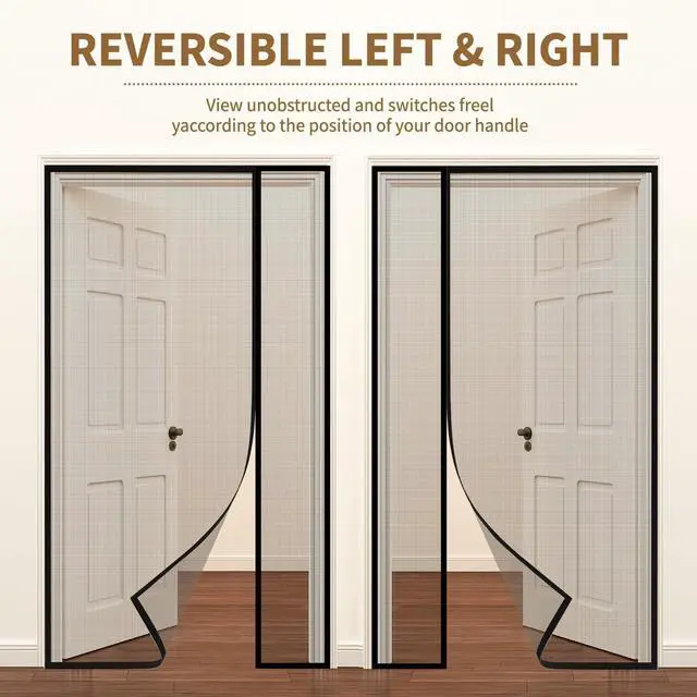 Alt view image 9 of 14 - Reversible Side Opening Magnetic Screen Door for Sliding & French Doors,Upgraded PETG Mesh Anti-Tearing, Heavy Duty & Strong Magnetic, Pet and Kid Friendly - Screen Door 74"x82"