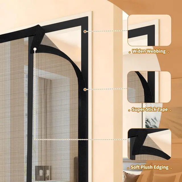 Alt view image 13 of 14 - Reversible Side Opening Magnetic Screen Door for Sliding & French Doors,Upgraded PETG Mesh Anti-Tearing, Heavy Duty & Strong Magnetic, Pet and Kid Friendly - Screen Door 74"x82"