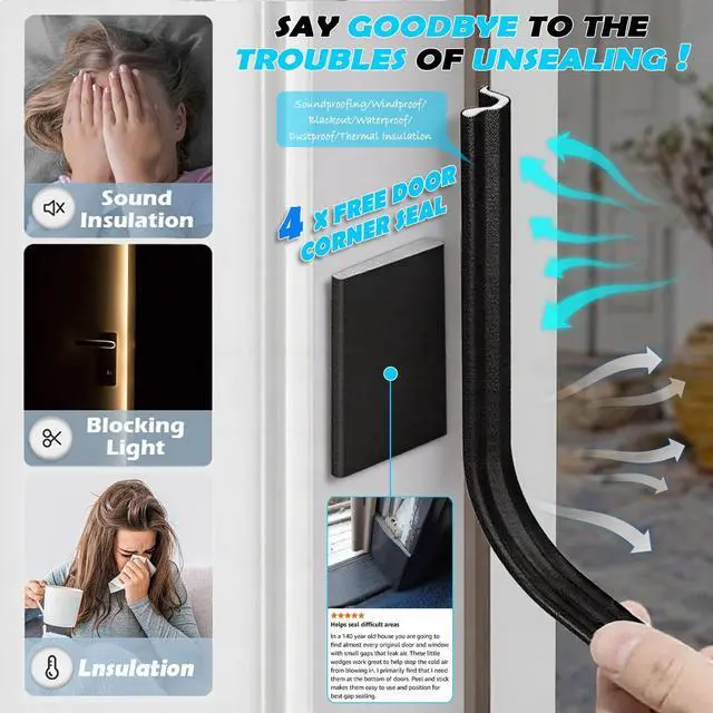 Alt view image 8 of 12 - Kerf Weather Stripping Door Seal Soundproof Insulation for Large Gap