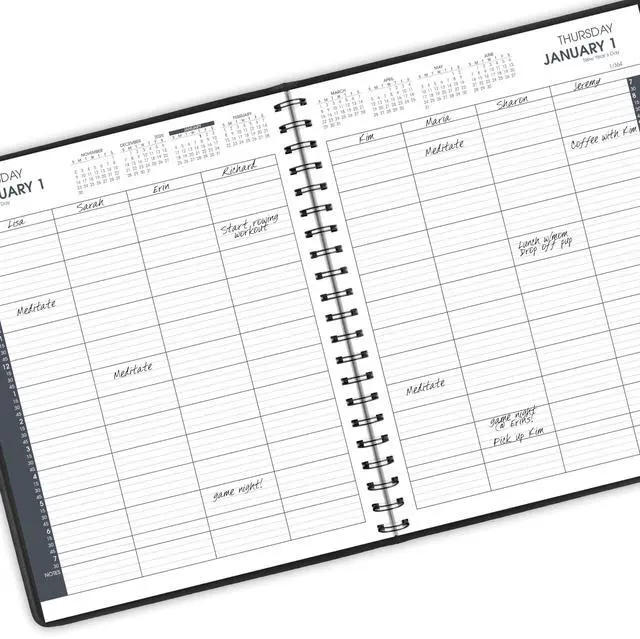 Alt view image 11 of 14 - 2026 Appointment Book Planner, Daily, 8-1/2" x 11", Large, Eight Person Group, Two-Volume Set, Black (702120526)