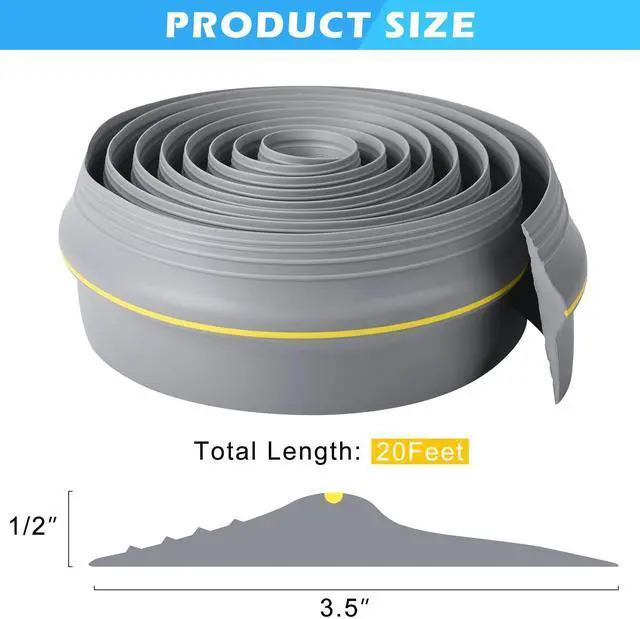 Alt view image 8 of 12 - 20Ft Universal Garage Door Bottom Threshold Seal Strip with 20oz Glue Gel, Weatherproof Rubber DIY Weather Stripping Replacement - Grey