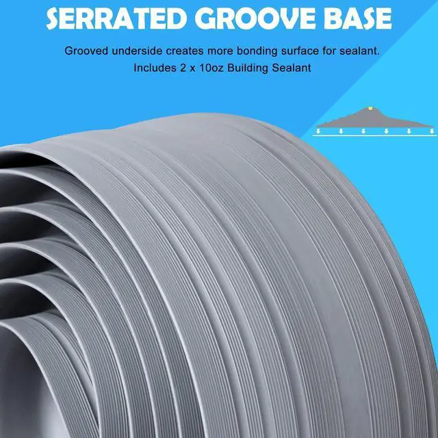 Alt view image 10 of 12 - 20Ft Universal Garage Door Bottom Threshold Seal Strip with 20oz Glue Gel, Weatherproof Rubber DIY Weather Stripping Replacement - Grey
