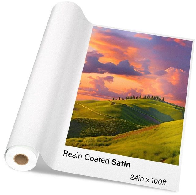 Alt view image 8 of 14 - 1 x Premium RC Satin Photo Paper Roll 24 inch x 100 ft Wide Format Inkjet Print (New Upgrade, Resin-Coated Layer in The Back, More Durable More Waterproof, No Easy to Get Wrinkle) Quick Dry