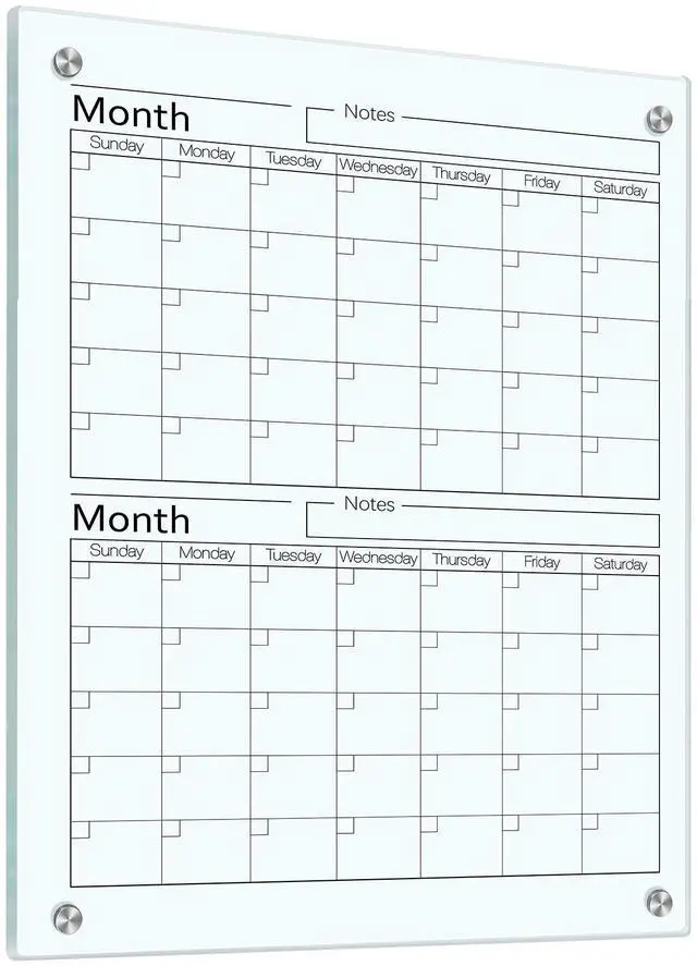 Alt view image 7 of 12 - Glass Whiteboard Calendar Dry-Erase White Board Planner Glass Large Wall Mounted Calendar with Marker Tray for Wall Home or Office(Transparent,24" X 18",2 Month)