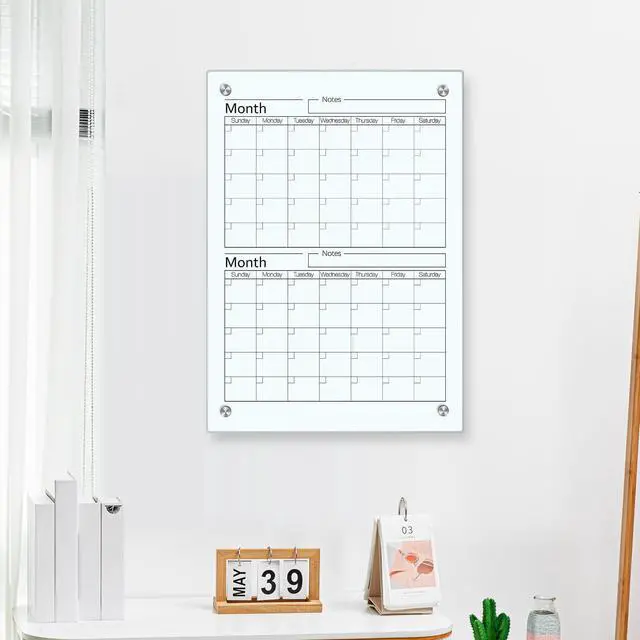 Alt view image 10 of 12 - Glass Whiteboard Calendar Dry-Erase White Board Planner Glass Large Wall Mounted Calendar with Marker Tray for Wall Home or Office(Transparent,24" X 18",2 Month)