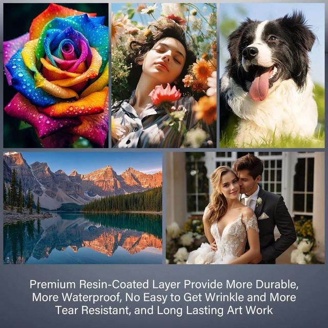 Alt view image 13 of 14 - 1 x Premium RC Satin Photo Paper Roll 24 inch x 100 ft Wide Format Inkjet Print (New Upgrade, Resin-Coated Layer in The Back, More Durable More Waterproof, No Easy to Get Wrinkle) Quick Dry