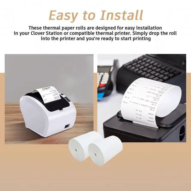 Alt view image 12 of 14 - 3 1/8" x 190' Thermal Receipt Paper Rolls For Most POS Systems and Receipt Printers, Compatible With Clover Station, Square Station, Toast Station, TM-T88, TSP Series (30 Rolls)
