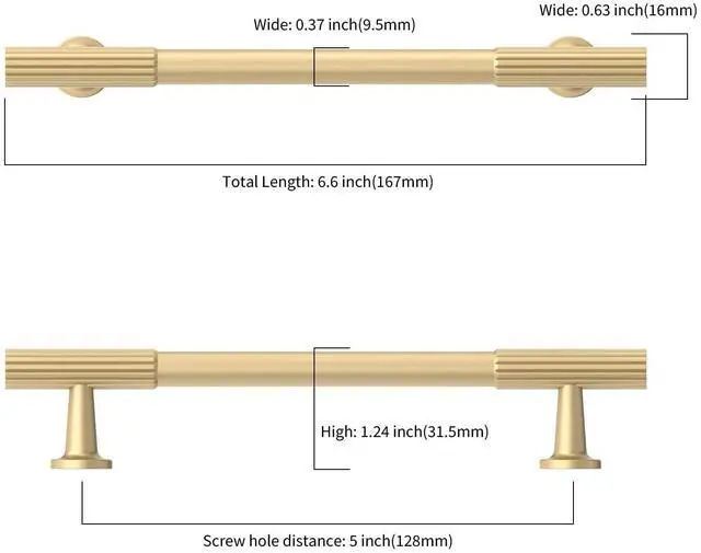 Alt view image 9 of 14 - 10 Pack 5 Inch(128mm) Brushed Gold Cabinet pulls Kitchen Cabinet Handles, Cabinet Pulls Kitchen Cabinet Hardware for Cupboard Drawer Pulls