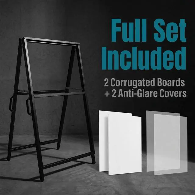Alt view image 9 of 14 - A Frame Sidewalk Sign 24x36 inches Sandwich Board Signs Outdoor Heavy Duty Double-Sided,including 2 Corrugated Boards 2 Anti-Glare for Business Indoor Outdoor (1 PACK)