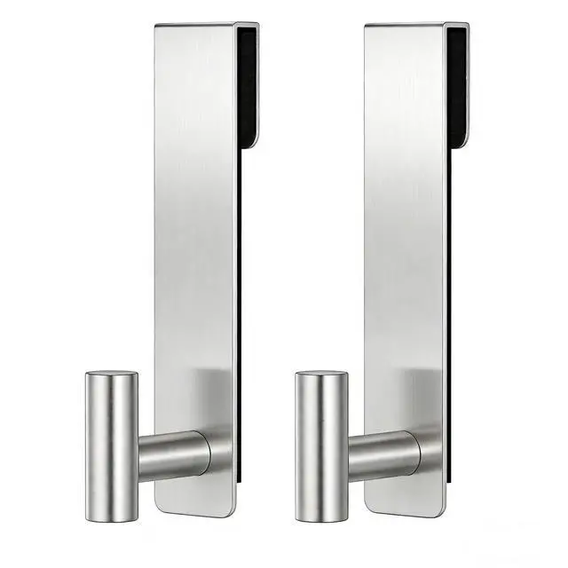 Alt view image 7 of 12 - Shower Towel Hooks, 7.5-Inch Extended Over Glass Shower Door Hanger for Towels & Robes, Rustproof Bathroom Towel Rack, 2-Pack (Silver, T Shape)