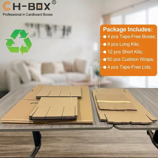Alt view image 10 of 12 - Kitchen Moving Boxes with Wine Dish Glass Packaging Divider Kits and Cushion Wraps, 4 Pack 17x12x12'', Reinforced Handles, Tape-Free (CK171212)