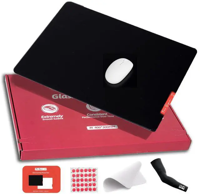 Alt view image 8 of 14 - Glass Gaming Mouse Pad, 500 x 400 mm, Black | Large tempered glass; controlled glide, anti-slip base, rounded edges and kit included