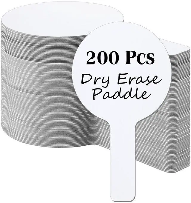 Alt view image 7 of 12 - 200 Pcs Dry Erase Answer Paddles for Classroom, Auction Paddles, Double-Sided Handheld Mini Whiteboards Bulk Set for Students, Teachers, School Learning(Round,11 x 6 Inch)