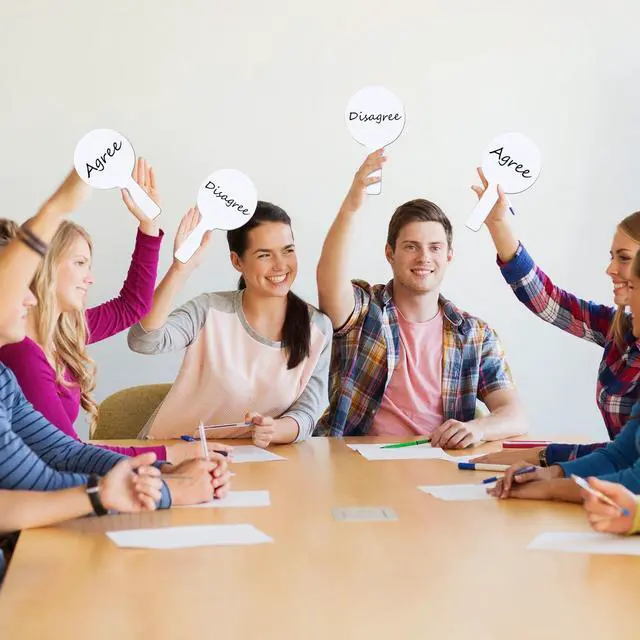 Alt view image 12 of 12 - 200 Pcs Dry Erase Answer Paddles for Classroom, Auction Paddles, Double-Sided Handheld Mini Whiteboards Bulk Set for Students, Teachers, School Learning(Round,11 x 6 Inch)