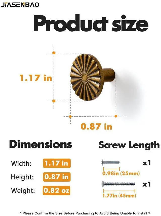 Alt view image 12 of 14 - 10 Pack Antique Brass Cabinet Knobs Vintage Flat Drawer Pulls Kitchen Cupboard Bathroom Dresser Cabinet Hardware Handles Zinc Alloy