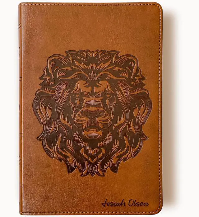 Alt view image 8 of 14 - Personalized ESV Bible, Brown with a Lion on the Cover, Option to Customize with Hand Lettered Name on Cover