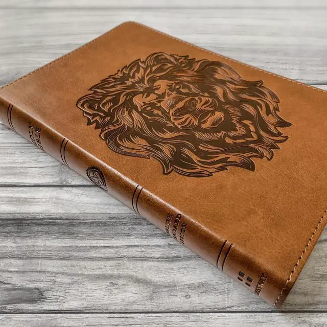 Alt view image 11 of 14 - Personalized ESV Bible, Brown with a Lion on the Cover, Option to Customize with Hand Lettered Name on Cover