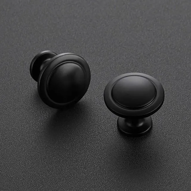 Alt view image 9 of 14 - Matte Black Round Cabinet Knobs,Zinc Pulls,1-1/4 Inch,30 Pack | Solid Zinc Alloy, Single Hole, Screws Included, Drawer Pulls, Kitchen Cabinet Hardware, for Dresser Drawers Cupboard