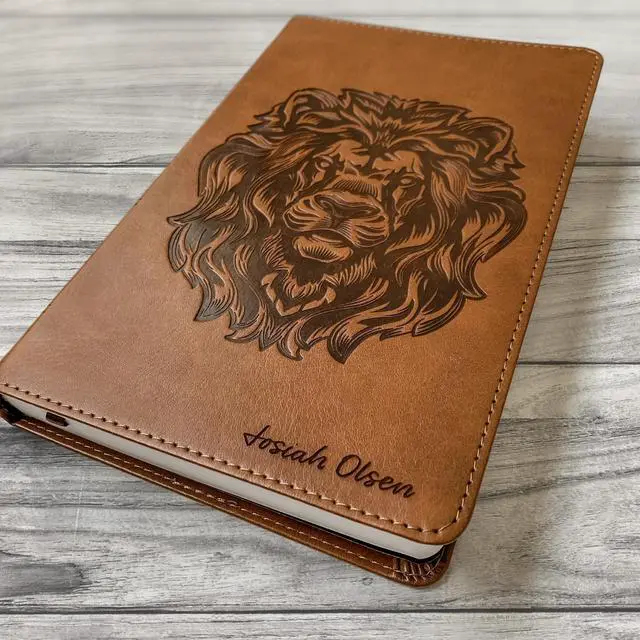 Alt view image 10 of 14 - Personalized ESV Bible, Brown with a Lion on the Cover, Option to Customize with Hand Lettered Name on Cover
