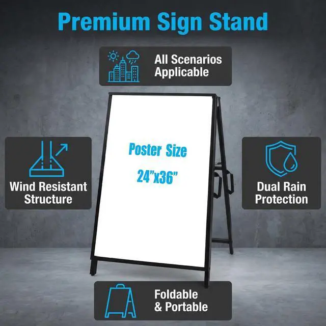 Alt view image 13 of 14 - A Frame Sidewalk Sign 24x36 inches Sandwich Board Signs Outdoor Heavy Duty Double-Sided,including 2 Corrugated Boards 2 Anti-Glare for Business Indoor Outdoor (1 PACK)