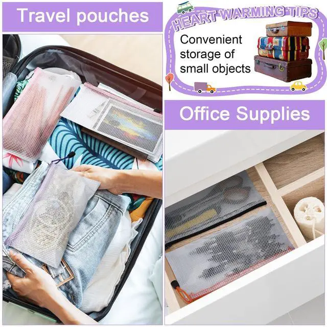 Alt view image 13 of 14 - 200 Pcs 9.45 x 4.5'' Mesh Zipper Pouch Bulk 10 Colors Pencil Pouch Bulk Waterproof Clear File Bags Plastic Pencil Bags for School Travel Cosmetics Office Organizer