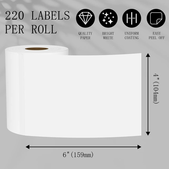 Alt view image 9 of 14 - 4"x6" (10 Rolls) Direct Thermal Shipping Labels Compatible with 4XL Label Writer 1744907, 1755120, Perforated Postage Label Paper for Thermal Printer, 220 Labels/Roll