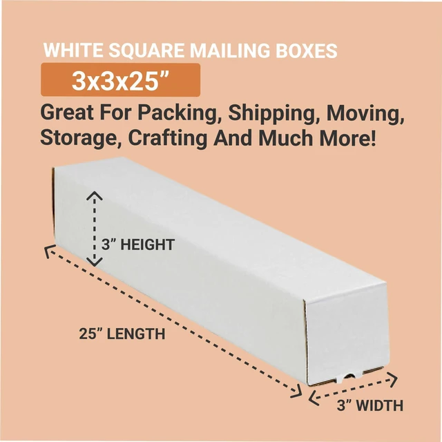 Alt view image 8 of 12 - AVIDITI Long Cardboard Boxes, 25"L x 3"W x 3"H, Pack of 25 | Poster Tube for Mailing and Storage of Blueprints, Artwork, Crafts, Long Art Holder, 25 inches