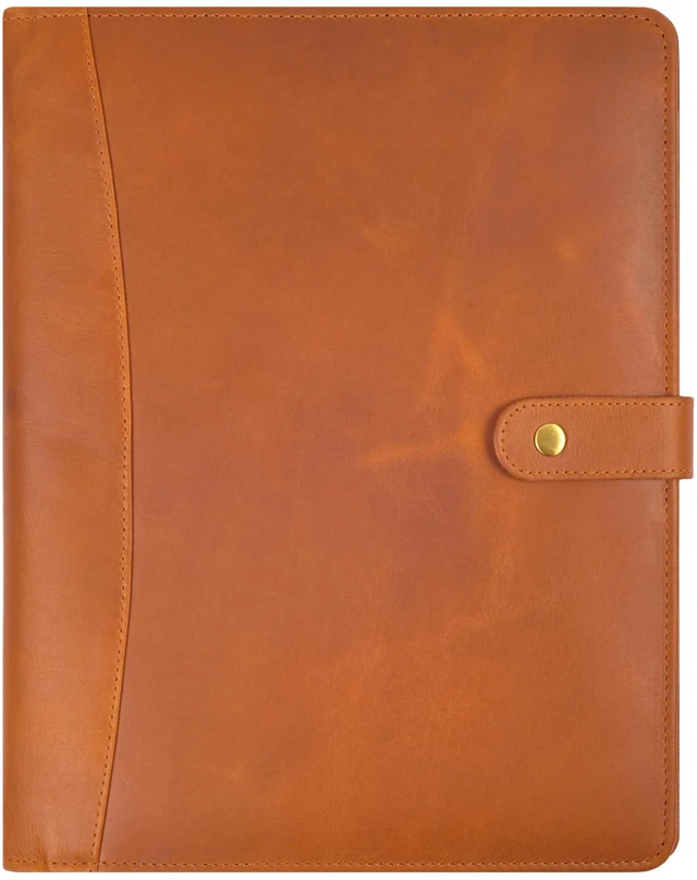 Alt view image 8 of 14 - Leather Resume Portfolio Folder for Interview, Professional Padfolio Organizer Binder A4, Graduation & New Job Gift for Men Women Tan