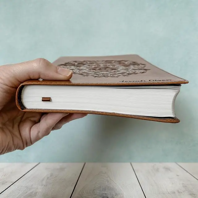 Alt view image 12 of 14 - Personalized ESV Bible, Brown with a Lion on the Cover, Option to Customize with Hand Lettered Name on Cover