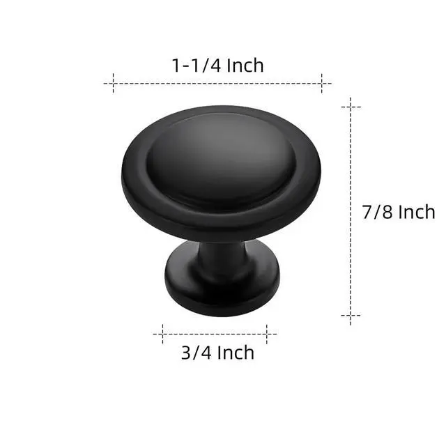Alt view image 10 of 14 - Matte Black Round Cabinet Knobs,Zinc Pulls,1-1/4 Inch,30 Pack | Solid Zinc Alloy, Single Hole, Screws Included, Drawer Pulls, Kitchen Cabinet Hardware, for Dresser Drawers Cupboard