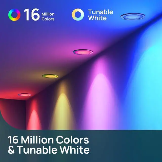 Alt view image 9 of 10 - Matter BR30 Smart Light Bulbs, Alexa/Apple/Google Home, 4 Pack | E26 Recessed Smart Flood Light Bulbs, Music Sync & Preset Scenes, 650LM 60W RGBTW Color Changing, Tunable White(1800K-6500K)