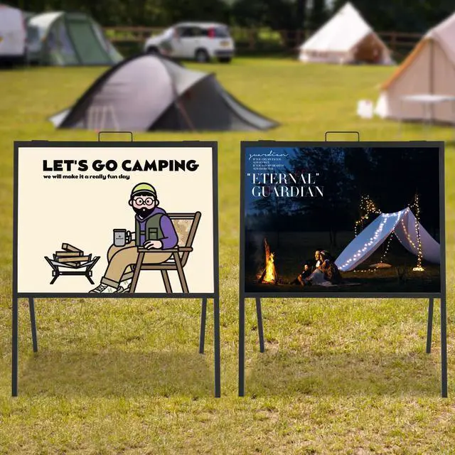 Alt view image 9 of 14 - 2 Pack Heavy Duty Sign Holder, 18x24 Inch Folding A-Frame Stands, Weatherproof Sidewalk Poster Stand for Outdoor Store Business Advertising Events Poster Display