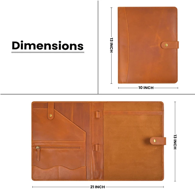 Alt view image 13 of 14 - Leather Resume Portfolio Folder for Interview, Professional Padfolio Organizer Binder A4, Graduation & New Job Gift for Men Women Tan