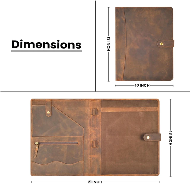 Alt view image 13 of 13 - Leather Resume Portfolio Folder for Interview, Professional Padfolio Organizer Binder A4, Graduation & New Job Gift for Men Women Brown