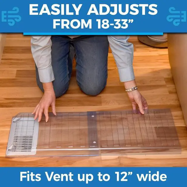 Alt view image 9 of 14 - Under Furniture Magnetic Vent Extender | 1.0mm Thick Premium Material, Fits Floor Registers 10" and 12" Wide, Adjusts From 17" to 33" Long