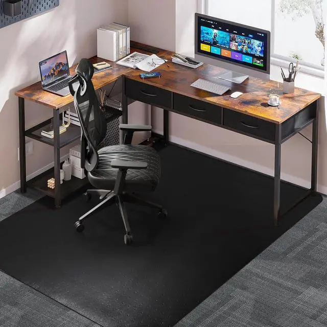 Alt view image 7 of 12 - Large Office Chair Mat for Carpet, 46"x 60" Heavy Duty Desk Chair Mat | for Rolling Chairs, Waterproof, Anti-Slip Vinyl Computer Floor Protector, Easy Glide Floor Mat for Work, Home Office, Gaming