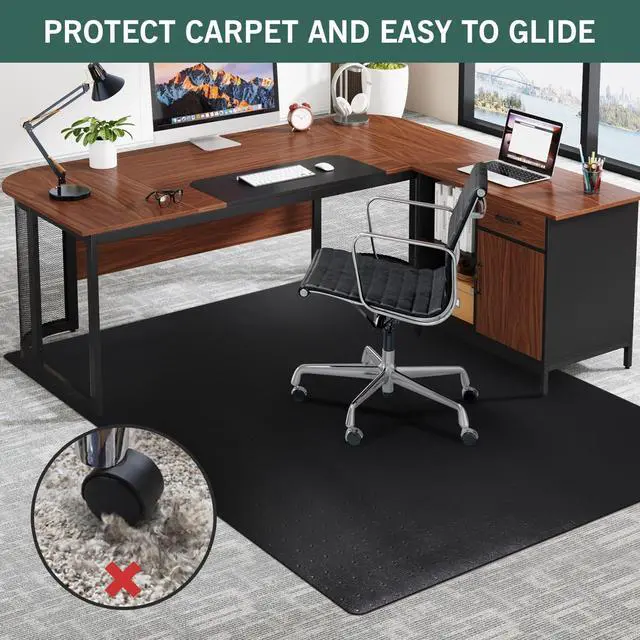 Alt view image 9 of 12 - Large Office Chair Mat for Carpet, 46"x 60" Heavy Duty Desk Chair Mat | for Rolling Chairs, Waterproof, Anti-Slip Vinyl Computer Floor Protector, Easy Glide Floor Mat for Work, Home Office, Gaming