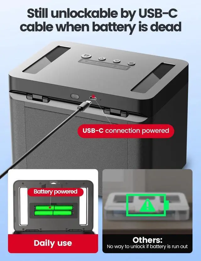 Alt view image 12 of 14 - Metal Timed Lock Box, Phone Lockbox with Timer, Time Locking Safe, Self-Control Container with USB C Charge,Child Lock, Audio Prompt, Time Release Storage Locker for Phone/iPad Mini/Medicine