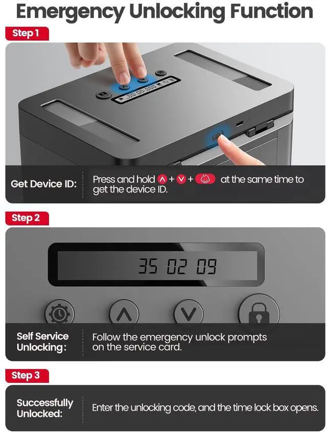 Alt view image 10 of 14 - Metal Timed Lock Box, Phone Lockbox with Timer, Time Locking Safe, Self-Control Container with USB C Charge,Child Lock, Audio Prompt, Time Release Storage Locker for Phone/iPad Mini/Medicine
