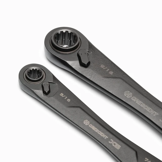 Alt view image 8 of 12 - 2 Piece X6 4-in-1 Black Oxide Spline Ratcheting SAE Wrench Set - CX6DBS2