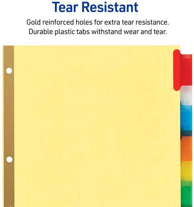 Alt view image 12 of 14 - Insertable Dividers for 3 Ring Binders, 8 Tabs per Set, Multicolor Big Tabs, Buff Paper with Gold-Reinforced Holes, Great for Organizing Reports, Projects, and More (48 Sets of 11111)