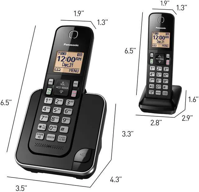 Alt view image 4 of 4 - Cordless Phone 2 Handsets System Expandable with Amber Backlit Display KX-TGC352B (Black)