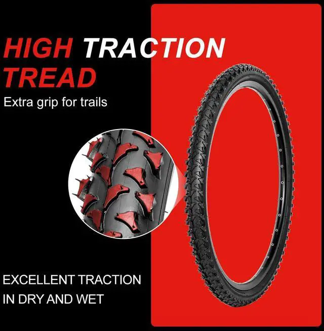 Alt view image 12 of 12 - 2 Pack 26 inch Bike Tires - 26 × 1.95 inch Folding Replacement Bicycle Tires for MTB Mountain Bike with 26 inch Schrader Valve Bike Tubes, 4 Tire Levers and 2 Rim Strips