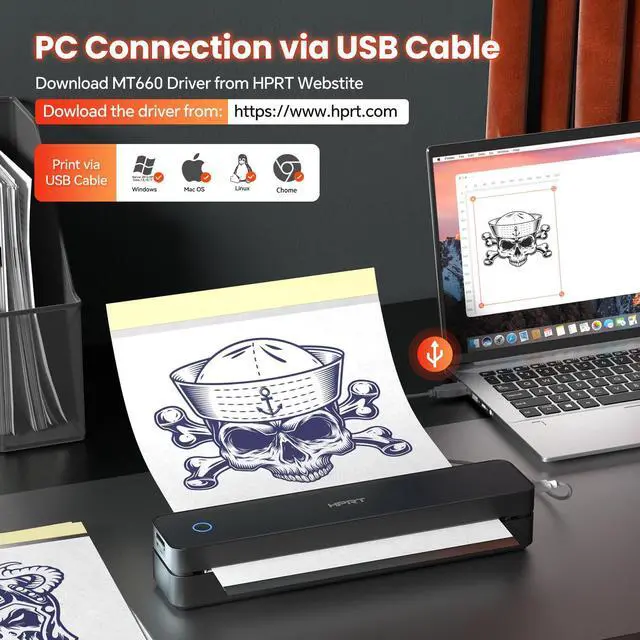 Alt view image 13 of 14 - Portable Bluetooth Thermal Tattoo Sticker - Wireless Tattoo Stencil Printer with 10 Sheets Printing Paper, DIY Temporary Tattoos for Tattoo Artists& Beginners, USB Rechargeable