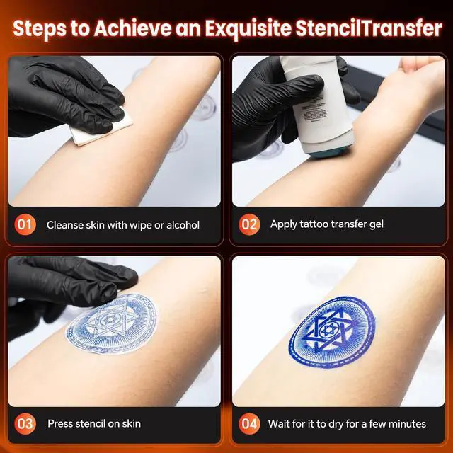 Alt view image 14 of 14 - Portable Bluetooth Thermal Tattoo Sticker - Wireless Tattoo Stencil Printer with 10 Sheets Printing Paper, DIY Temporary Tattoos for Tattoo Artists& Beginners, USB Rechargeable
