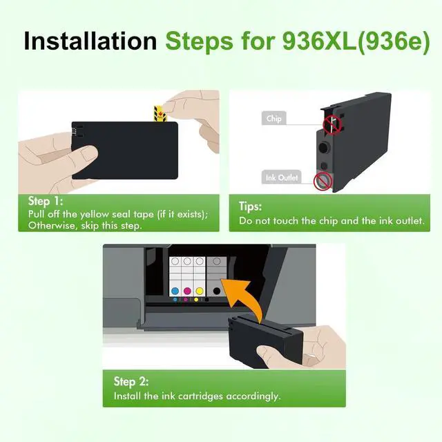 Alt view image 9 of 10 - Twin Pack 936 936e 936XL Ink Cartridges Combo Pack with Chip Replacement for HP 936e Ink Cartridges Work OfficeJet Pro 9730e 9135e 9120e 9110 9120b 9120 9110b 9130e 9110e 9130b, Black