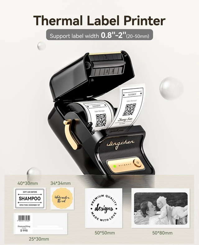 Alt view image 12 of 14 - B21 Label Maker, 2 Inch Bluetooth Thermal Label Printer, Black | Retro Sticker Printer, for Address, Logo, Canning Jar, Candle, Mailing,Gift, Compatible with Phones and PC