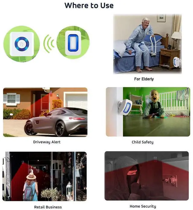 Alt view image 10 of 14 - Caregiver Pager Wireless Motion Sensor Alert Room Bed Alarm and Fall Prevention for Elderly Dementia Patients (2 Receiver+3 Monitor Motion)