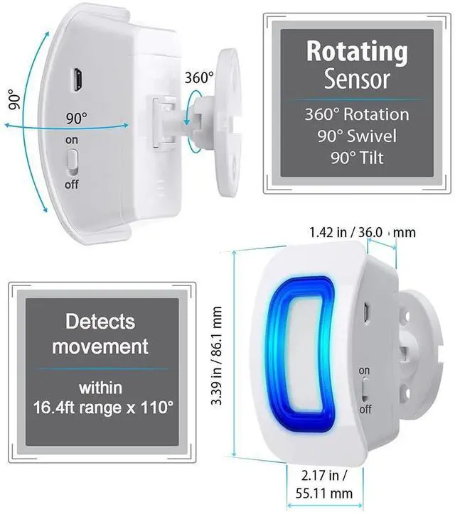 Alt view image 12 of 14 - Caregiver Pager Wireless Motion Sensor Alert Room Bed Alarm and Fall Prevention for Elderly Dementia Patients (2 Receiver+3 Monitor Motion)